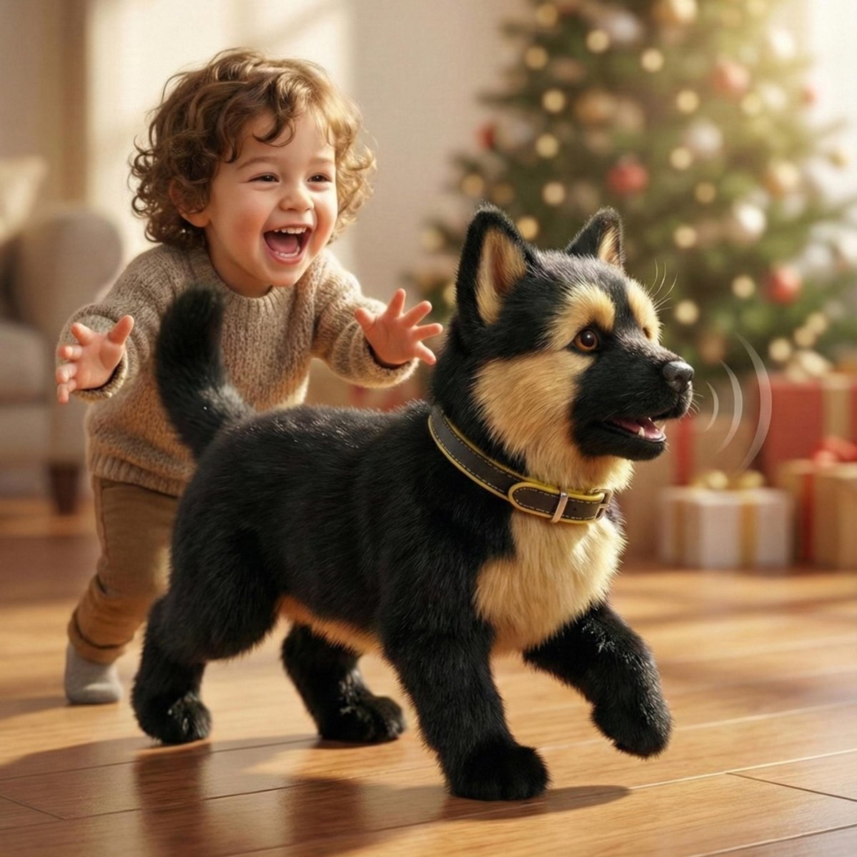 Juguete interactivo de cachorro pastor alemán realista - mascota electrónica que camina, ladra y mueve la cola