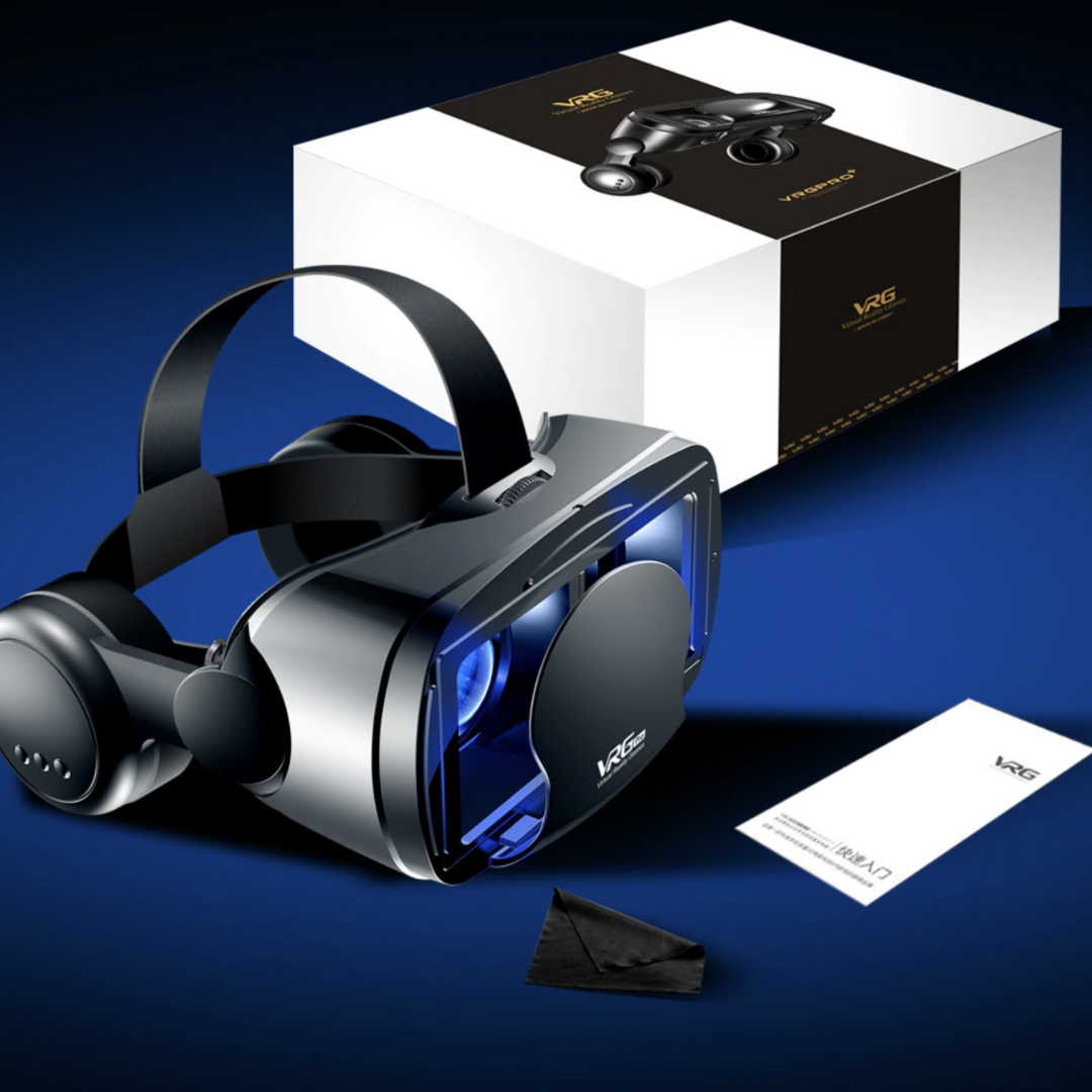 Smart VR Headset with Integrated Headphones – Adjustable Lenses, Wide Field of View & Universal Phone Compatibility | Immersive 3D Experience for iPhone & Android