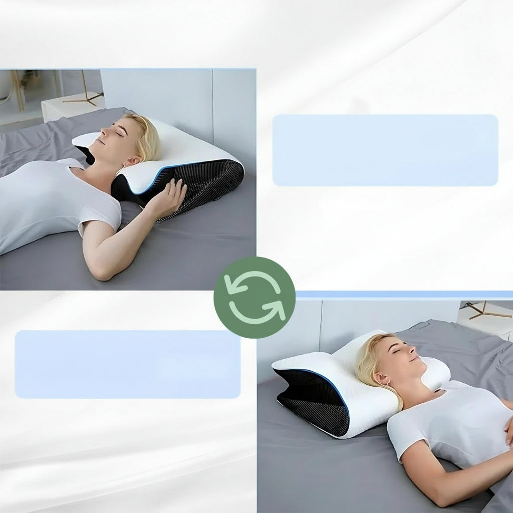 Almohada ortopédica ergonómica para aliviar el dolor de cuello y espalda - Espuma viscoelástica con soporte para dormir mejor