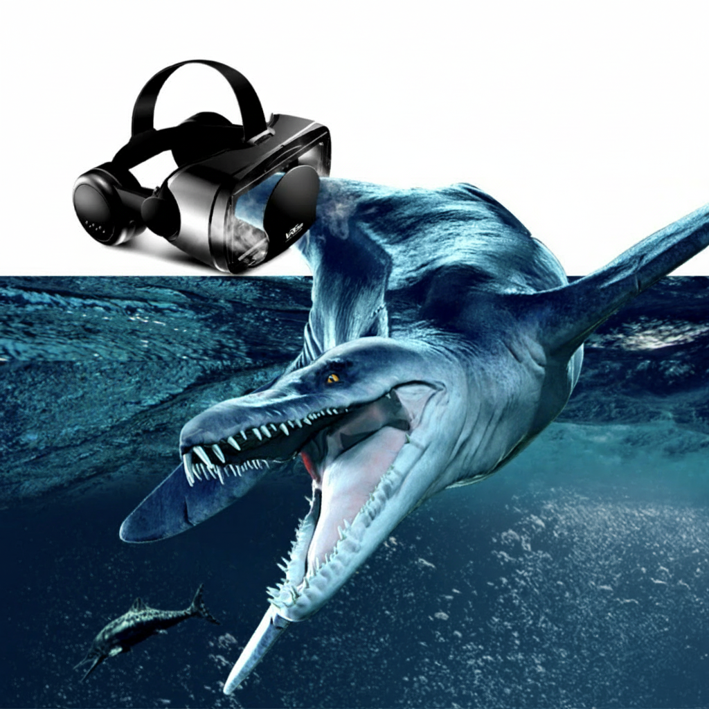 Smart VR Headset with Integrated Headphones – Adjustable Lenses, Wide Field of View & Universal Phone Compatibility | Immersive 3D Experience for iPhone & Android