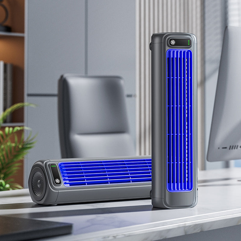 Climatiseur portable compact avec technologie de refroidissement rapide - Rechargeable, autonomie de 12 h, utilisable sur un bureau ou fixé au mur