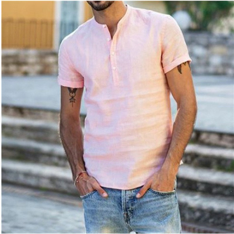 Cael Ren. – Camicetta e T-shirt leggere in lino da uomo per uno stile estivo
