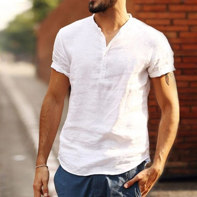 Cael Ren. – Camicetta e T-shirt leggere in lino da uomo per uno stile estivo