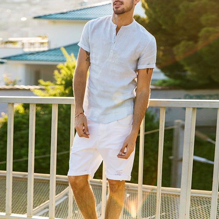 Cael Ren. – Camicetta e T-shirt leggere in lino da uomo per uno stile estivo