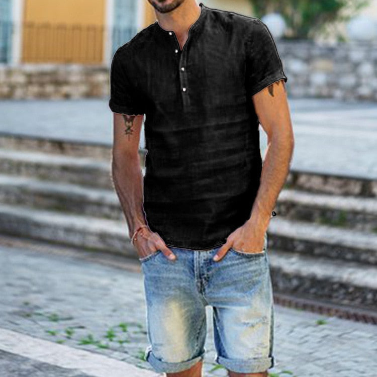 Cael Ren. – Camicetta e T-shirt leggere in lino da uomo per uno stile estivo