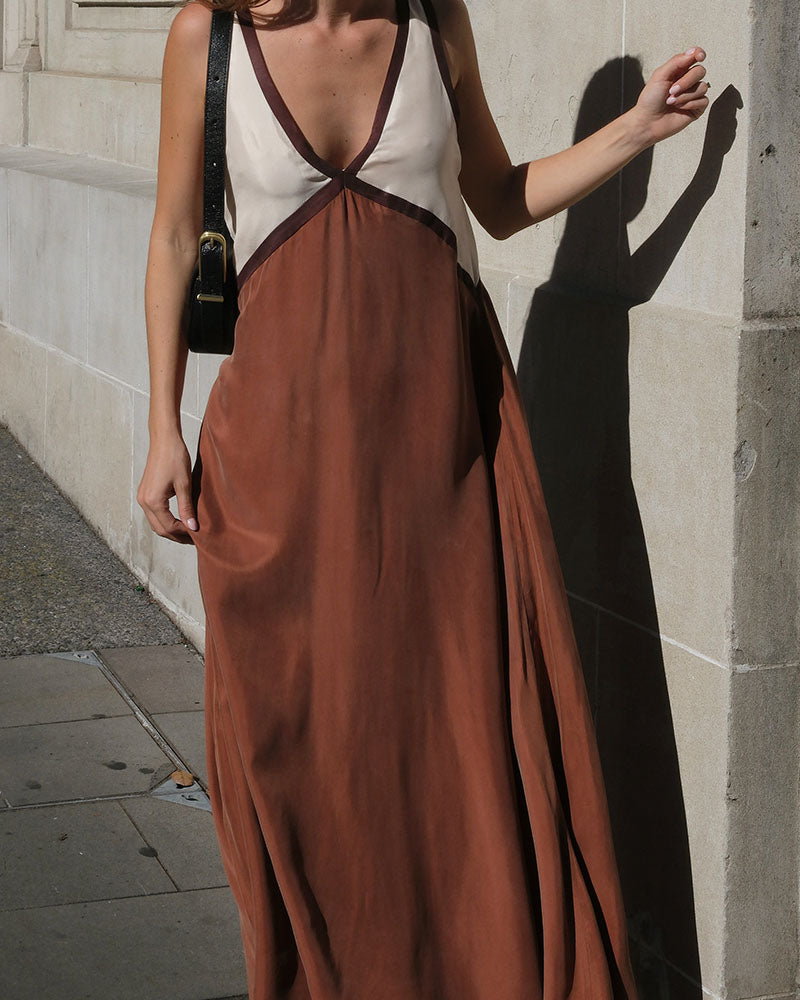Raina J. – Contrast Elegance Maxi Dress
