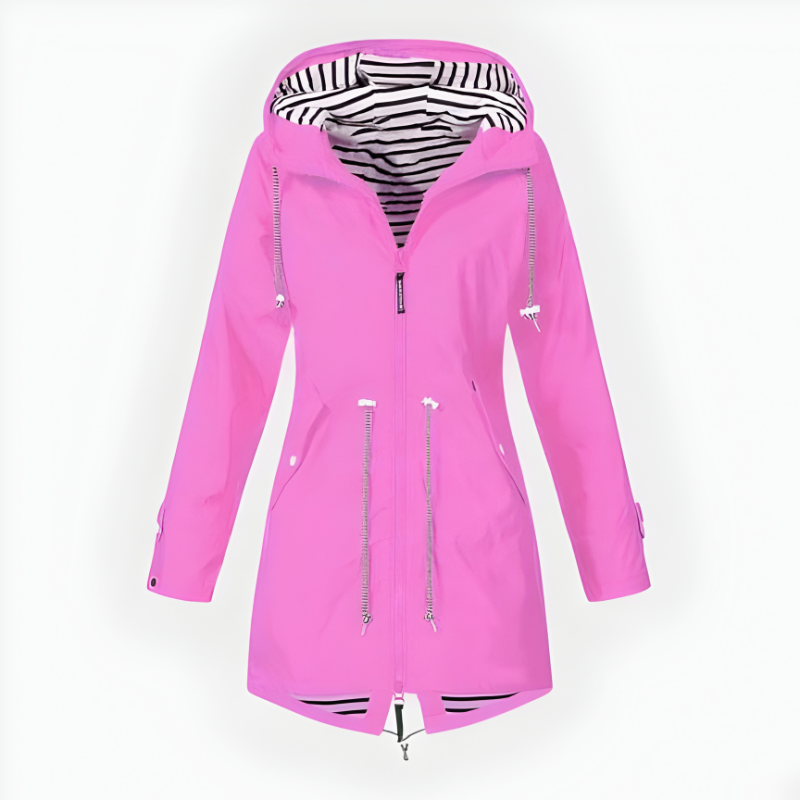 Stylish Long Rain Jacket for Women – Windproof & Waterproof Design