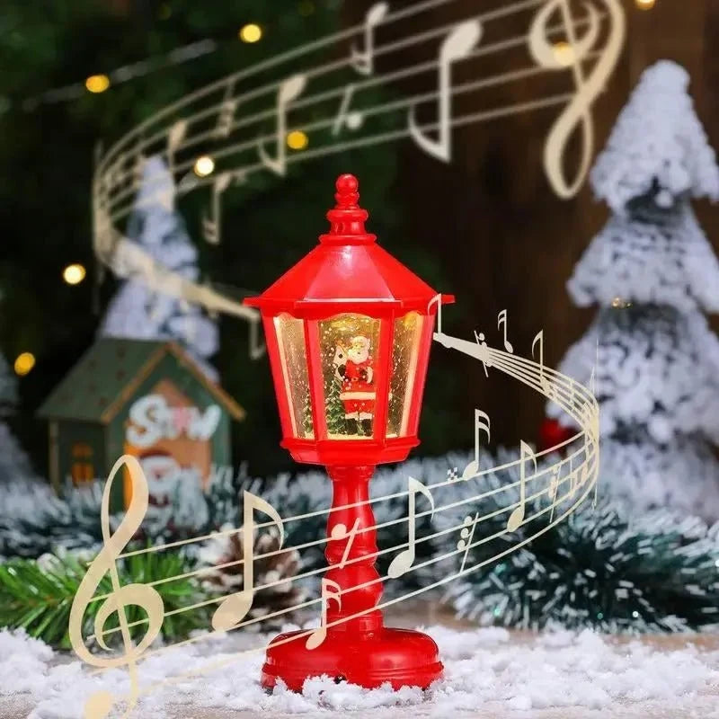 Battery-Operated Musical Snow Globe Lantern with LED Light and Swirling Glitter - Image 3
