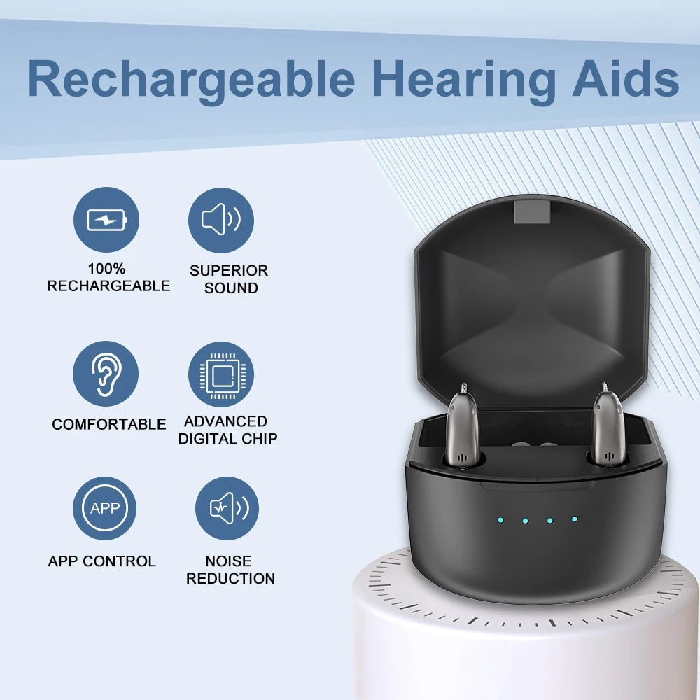 Bluetooth Hearing Aids with Noise Reduction Rechargeable Battery and Behind the Ear Design - Image 9