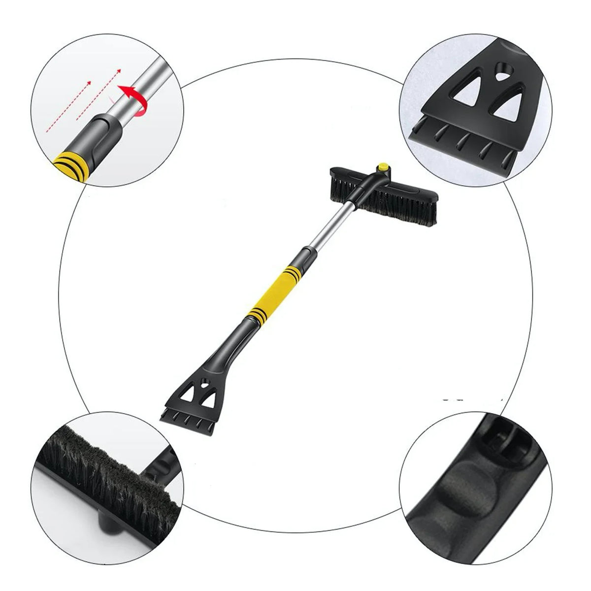 Car Snow Brush and Ice Scraper with Rotating Head and Extendable Pole - Image 6