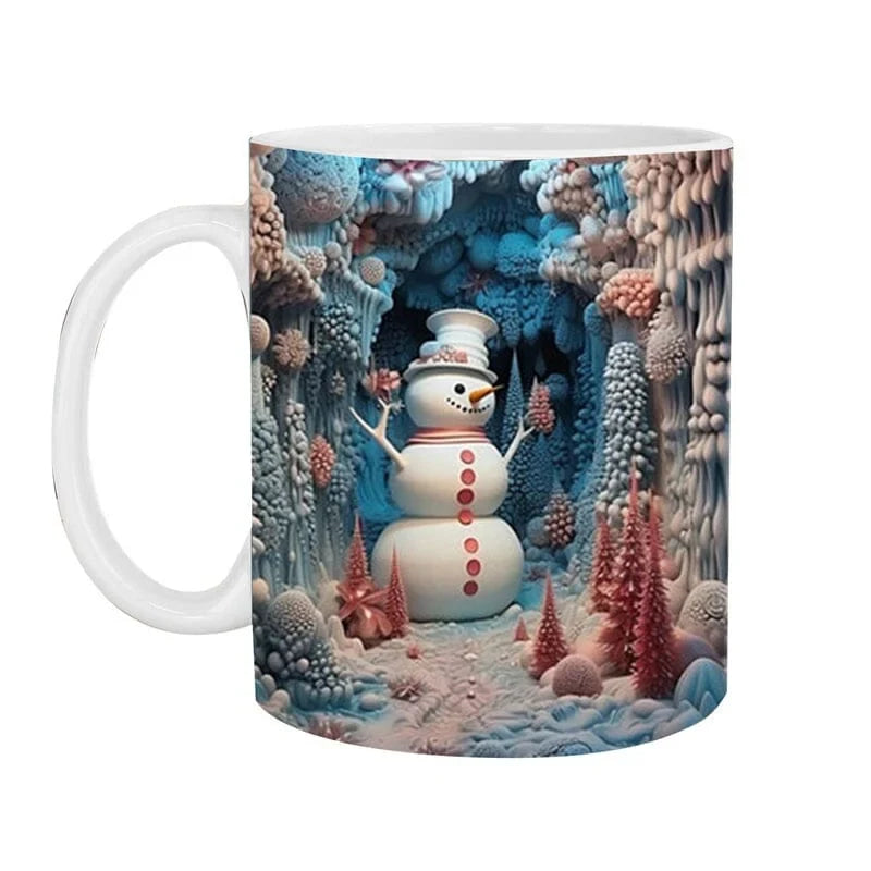 Christmas Coffee Mug with 3D Illusion Snowman Design 8 Oz Ceramic Festive - Image 6