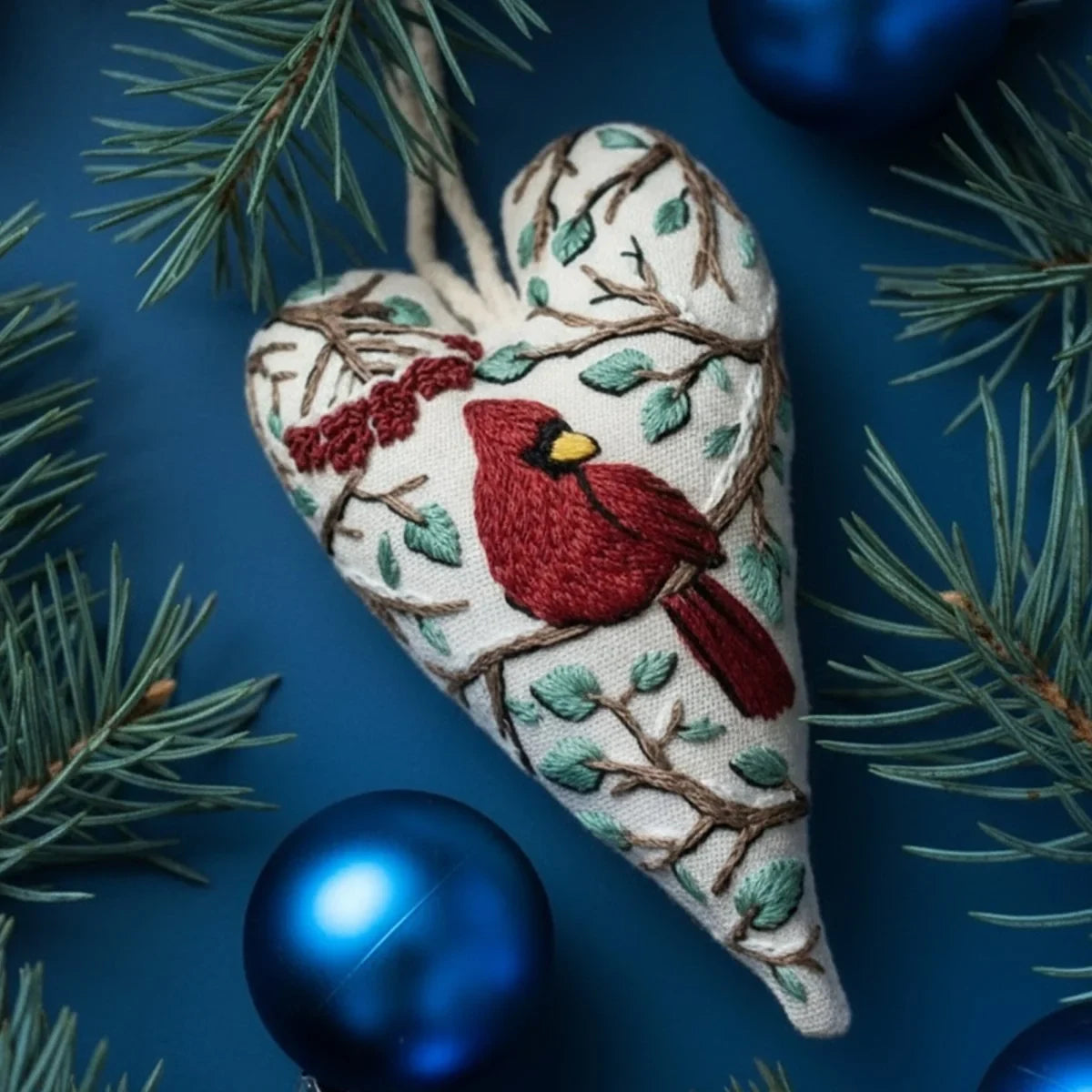 Christmas Embroidery Kit for Beginners with Heart-Shaped Ornament Fabric Thread and Hoop - Image 10