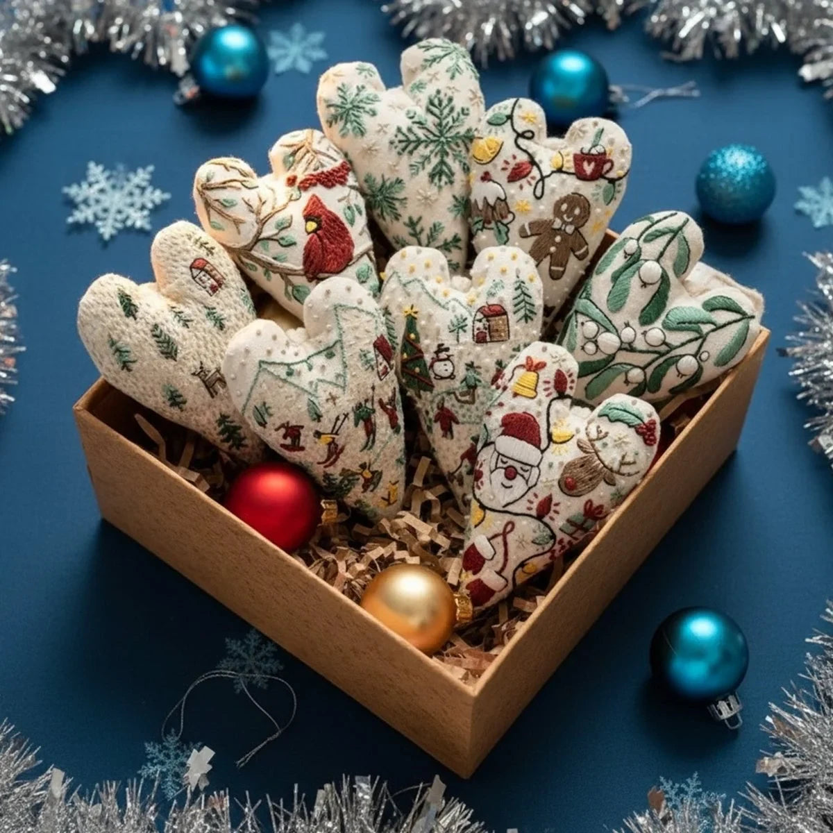 Christmas Embroidery Kit for Beginners with Heart-Shaped Ornament Fabric Thread and Hoop - Image 5