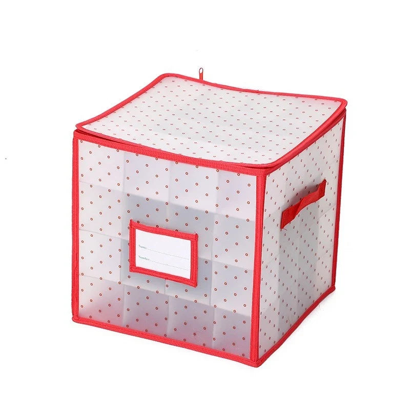 Christmas Ornament Storage Box with Zippered Lid and Grid Dividers - Image 9