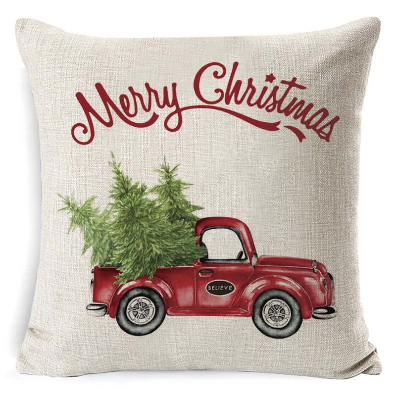 Christmas Pillow Covers with Throw Square Decorative Accent Festive Linen-Look Design - Image 16