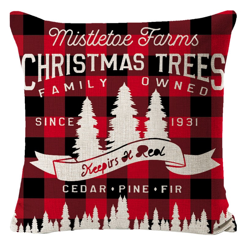 Christmas Pillow Covers with Throw Square Decorative Accent Festive Linen-Look Design - Image 29