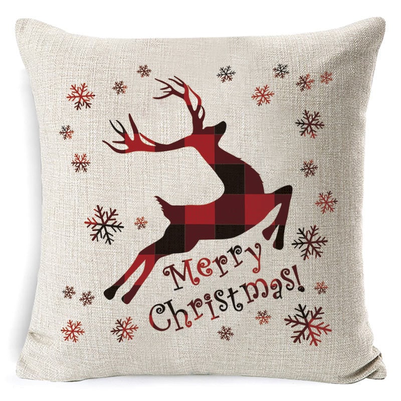 Christmas Pillow Covers with Throw Square Decorative Accent Festive Linen-Look Design - Image 40