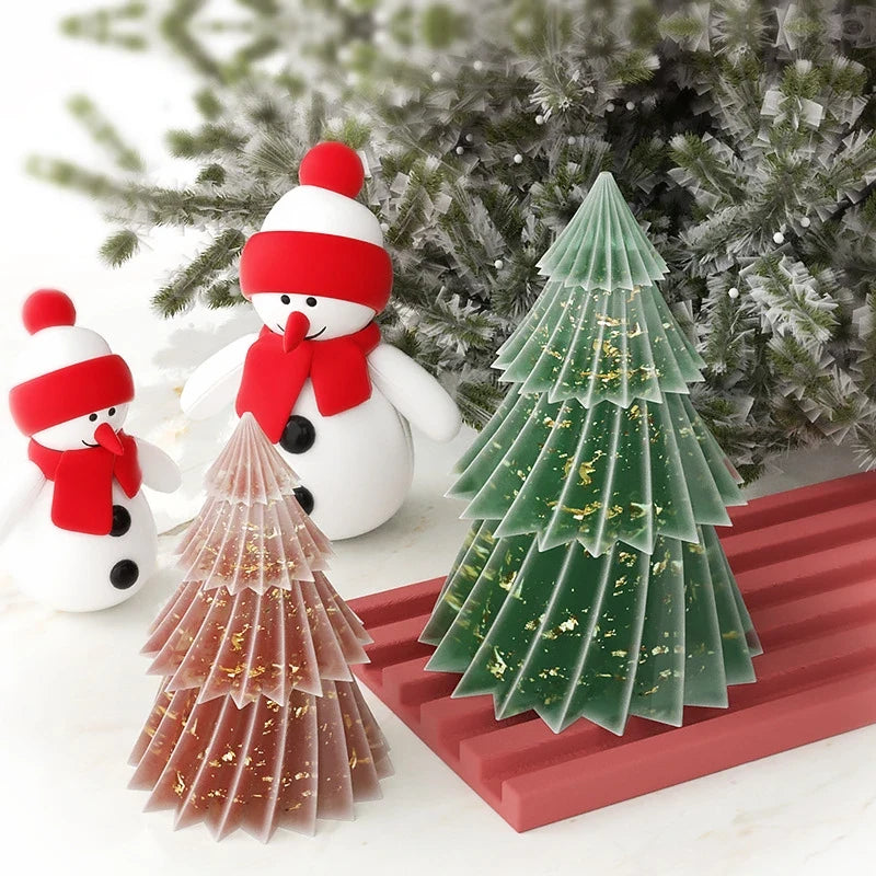 Christmas Tree Candle Silicone Mold with 3D Tiered Ridged Design for Soaps - Image 2