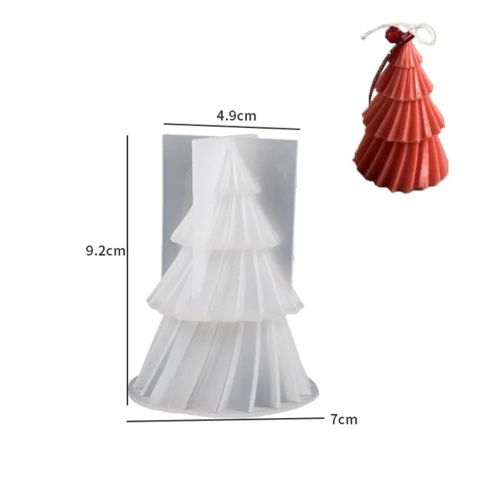 Christmas Tree Candle Silicone Mold with 3D Tiered Ridged Design for Soaps - Image 3