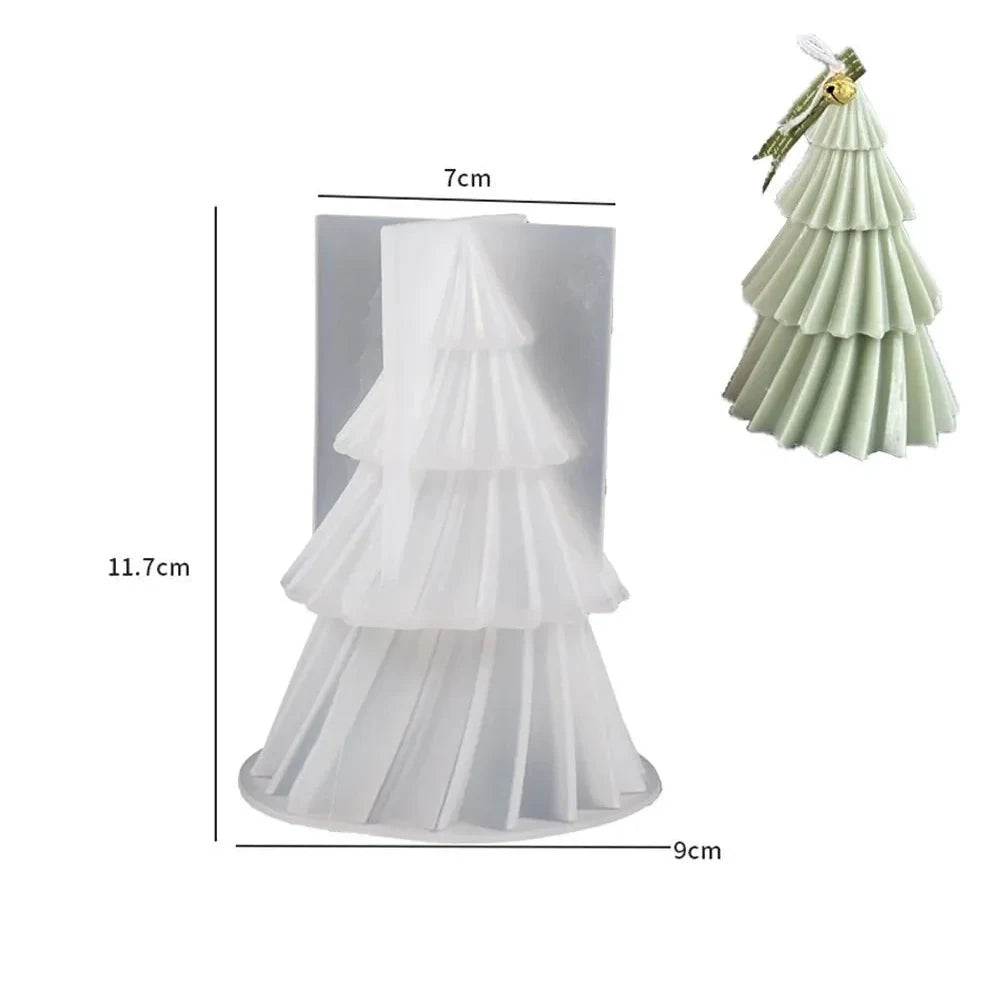 Christmas Tree Candle Silicone Mold with 3D Tiered Ridged Design for Soaps - Image 4