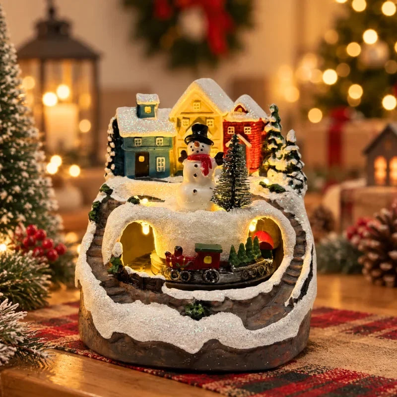 Christmas Village with Animated Lights Moving Train and Miniature Caroler Figurines - Image 10
