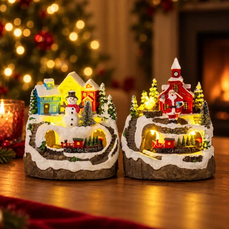 Christmas Village with Animated Lights Moving Train and Miniature Caroler Figurines - Image 15