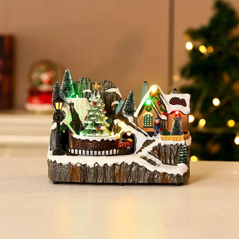 Christmas Village with Animated Lights Moving Train and Miniature Caroler Figurines - Image 31