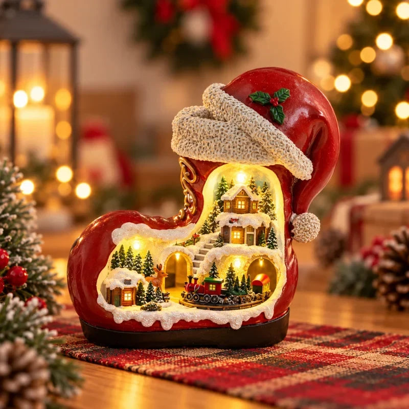 Christmas Village with Animated Lights Moving Train and Miniature Caroler Figurines - Image 4