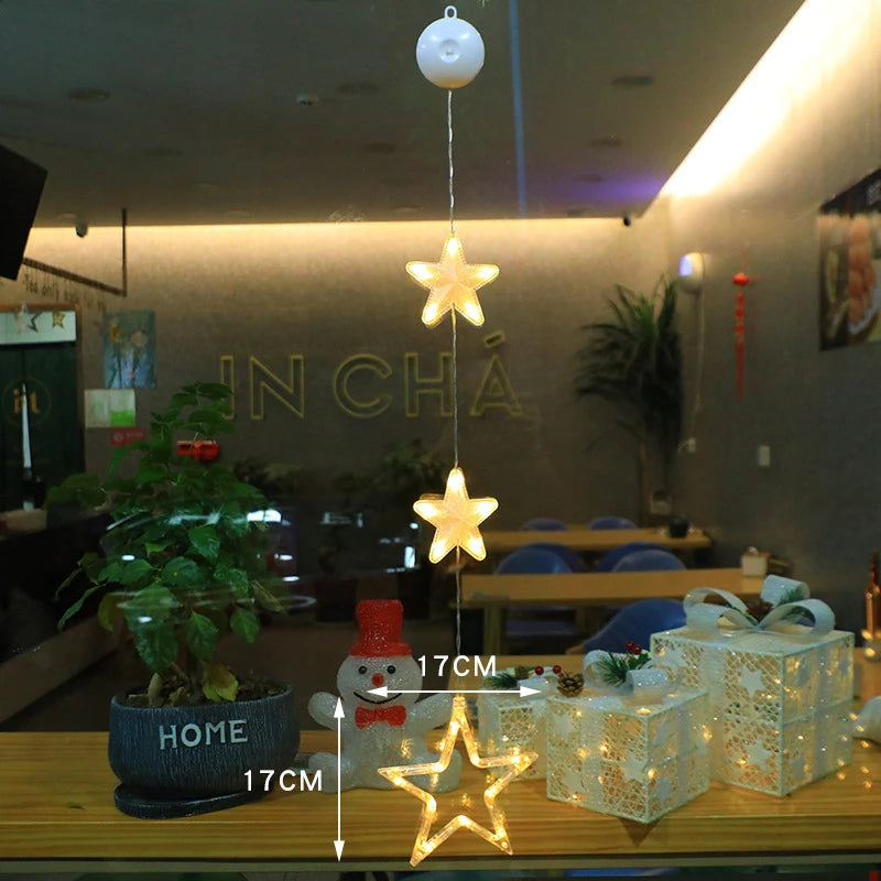 Christmas Window Lights with Suction Cup Battery Box and Warm LED Pendants - Image 3