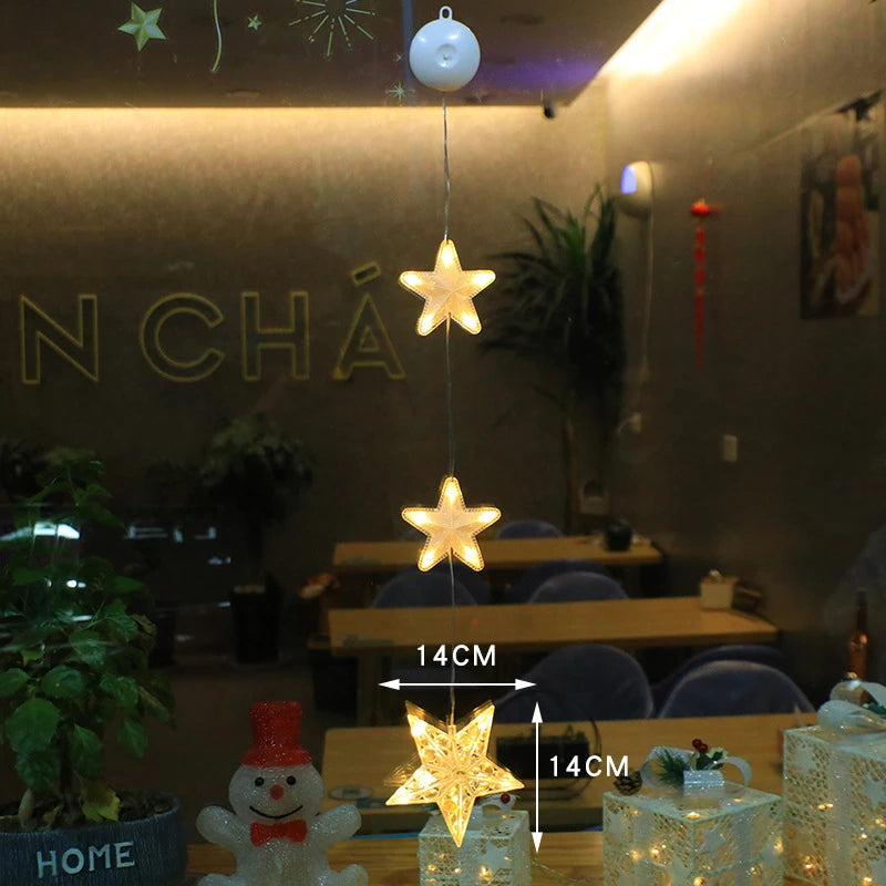 Christmas Window Lights with Suction Cup Battery Box and Warm LED Pendants - Image 4