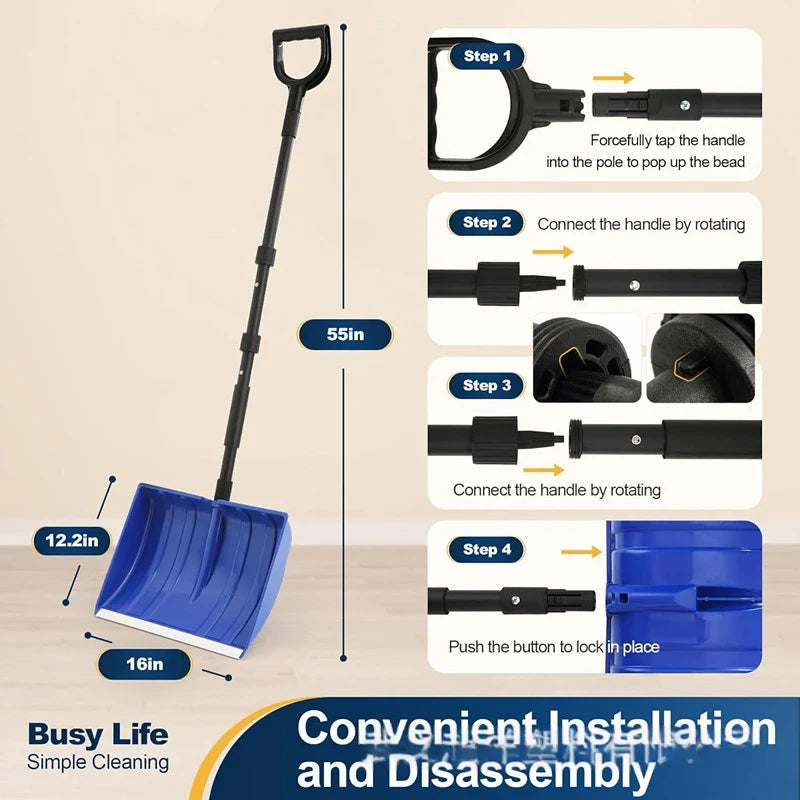 Collapsible Snow Shovel with Adjustable Handle and Plastic Scoop - Image 8