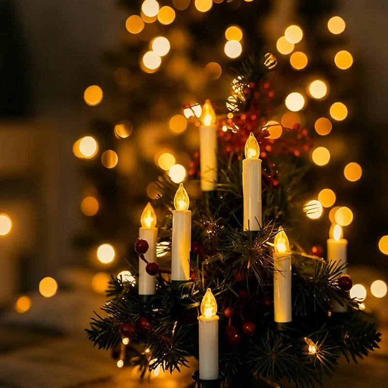 Cordless Clip-On Christmas Tree Lights with Battery Operated LED Candles - Image 4
