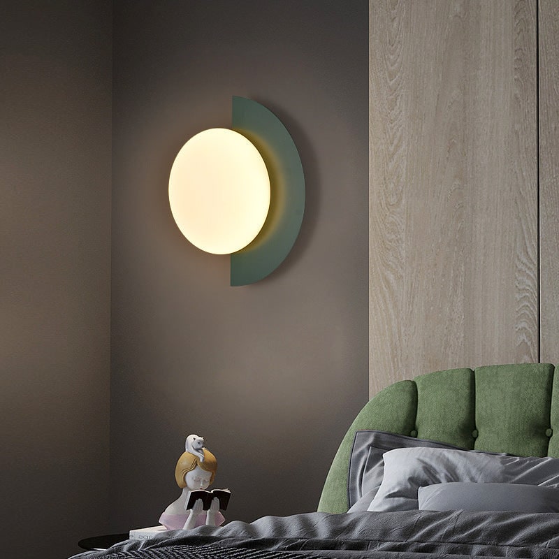 Diffused Light Wall Sconce Scandinavian Semi Circle Warm White Minimalist Metal Globe - Image 11