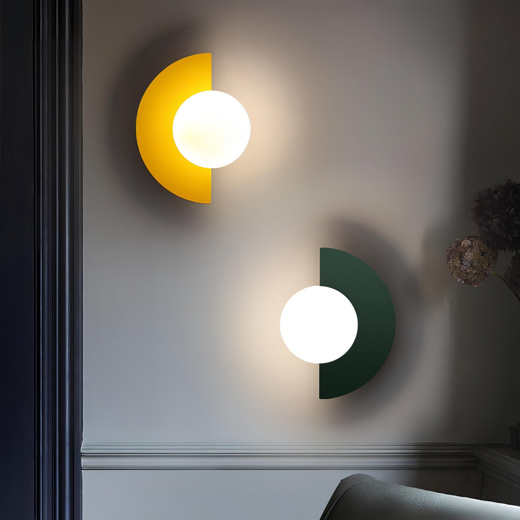 Diffused Light Wall Sconce Scandinavian Semi Circle Warm White Minimalist Metal Globe - Image 4