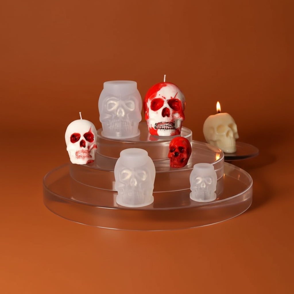 Three-Piece Skull Silicone Mold Set for Resin, Wax and Candle Crafts - Image 1