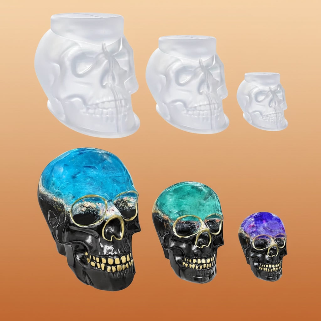 Three-Piece Skull Silicone Mold Set for Resin, Wax and Candle Crafts - Image 2