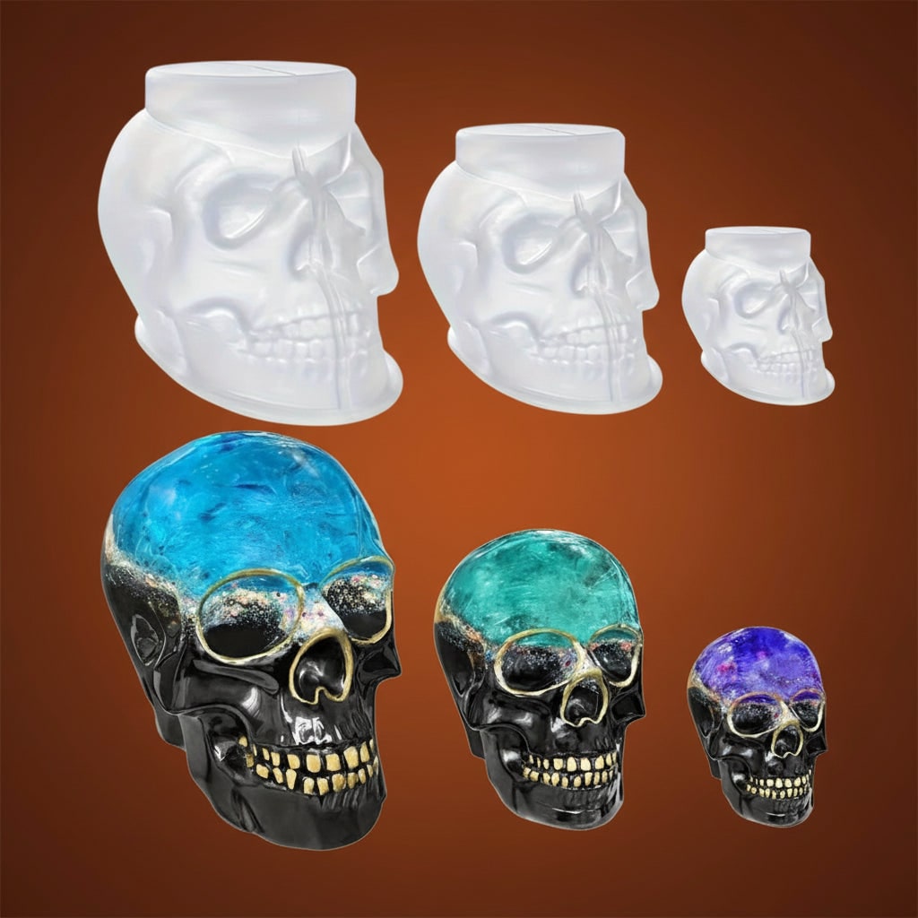 Three-Piece Skull Silicone Mold Set for Resin, Wax and Candle Crafts - Image 5