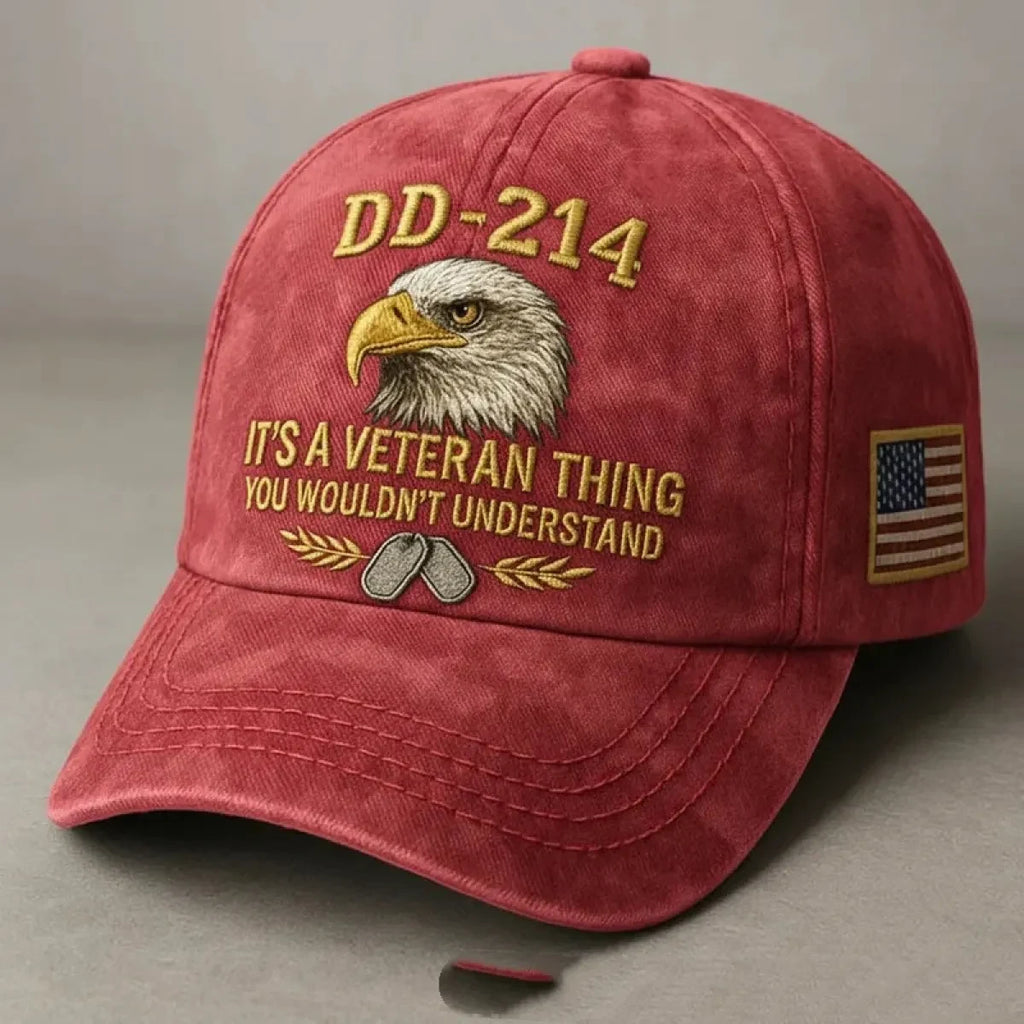 Embroidered Veteran Baseball Cap with Flag and Eagle Vintage Washed Cotton - Image 10
