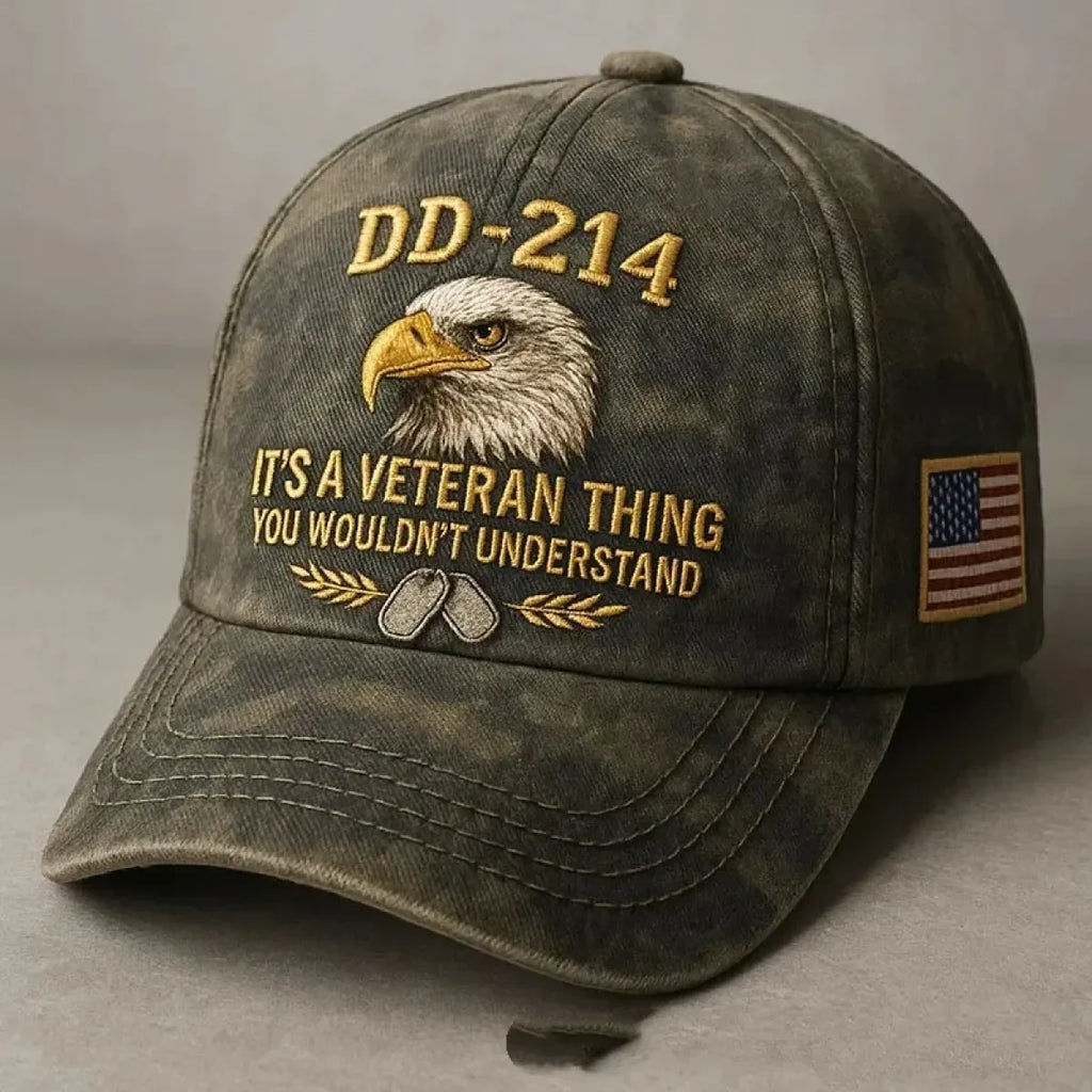 Embroidered Veteran Baseball Cap with Flag and Eagle Vintage Washed Cotton - Image 4