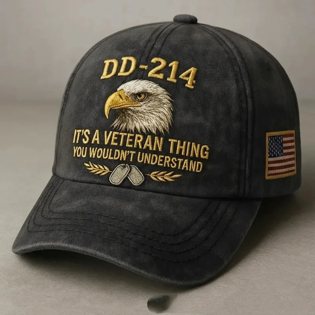 Embroidered Veteran Baseball Cap with Flag and Eagle Vintage Washed Cotton - Image 5
