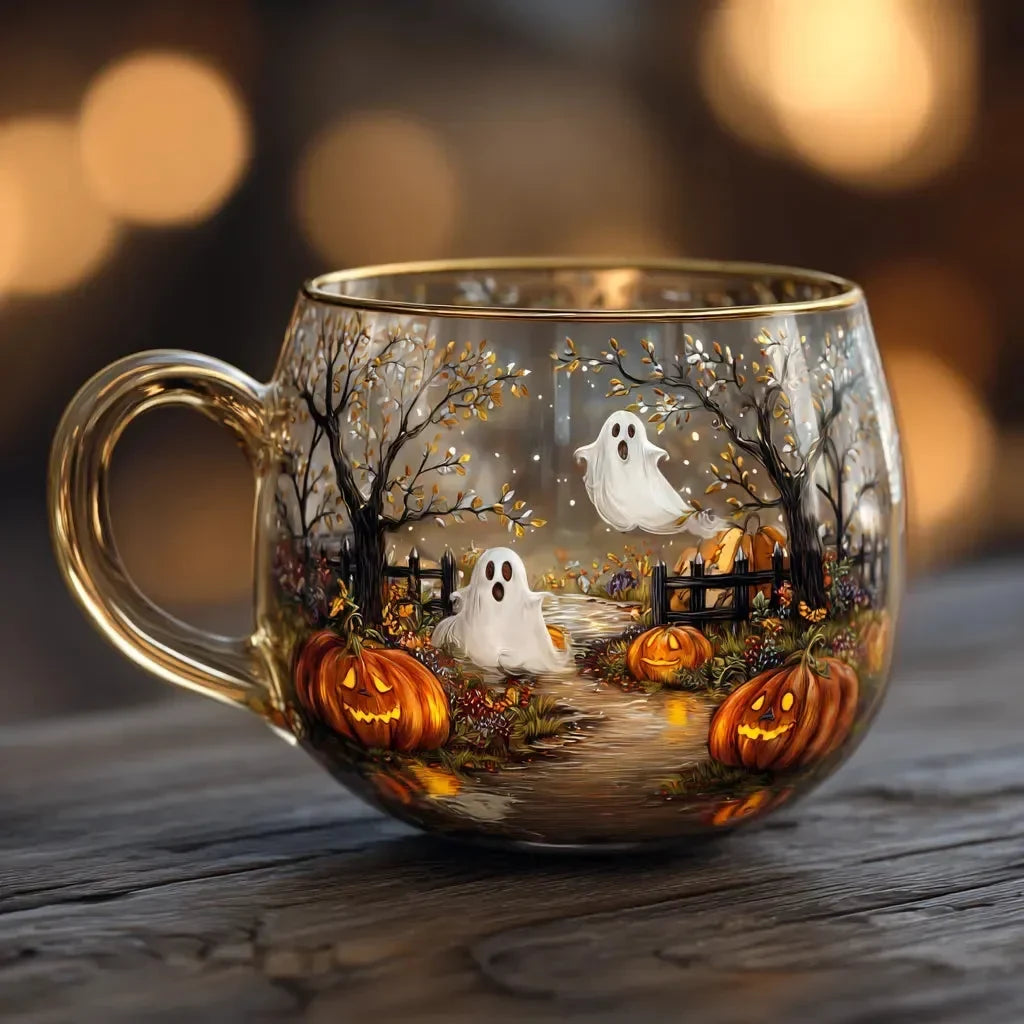 Glass Mug with Festive Holiday Illustrations and Clear Rounded Design - Image 6