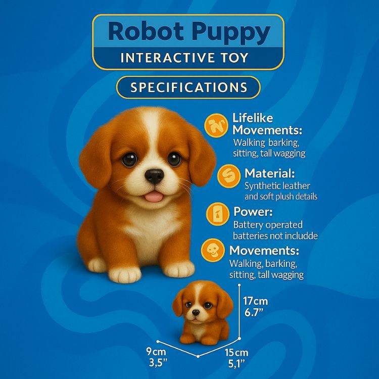Jouet de chiot robot Cavalier King Charles Spaniel réaliste et interactif | Marche, aboie et remue la queue