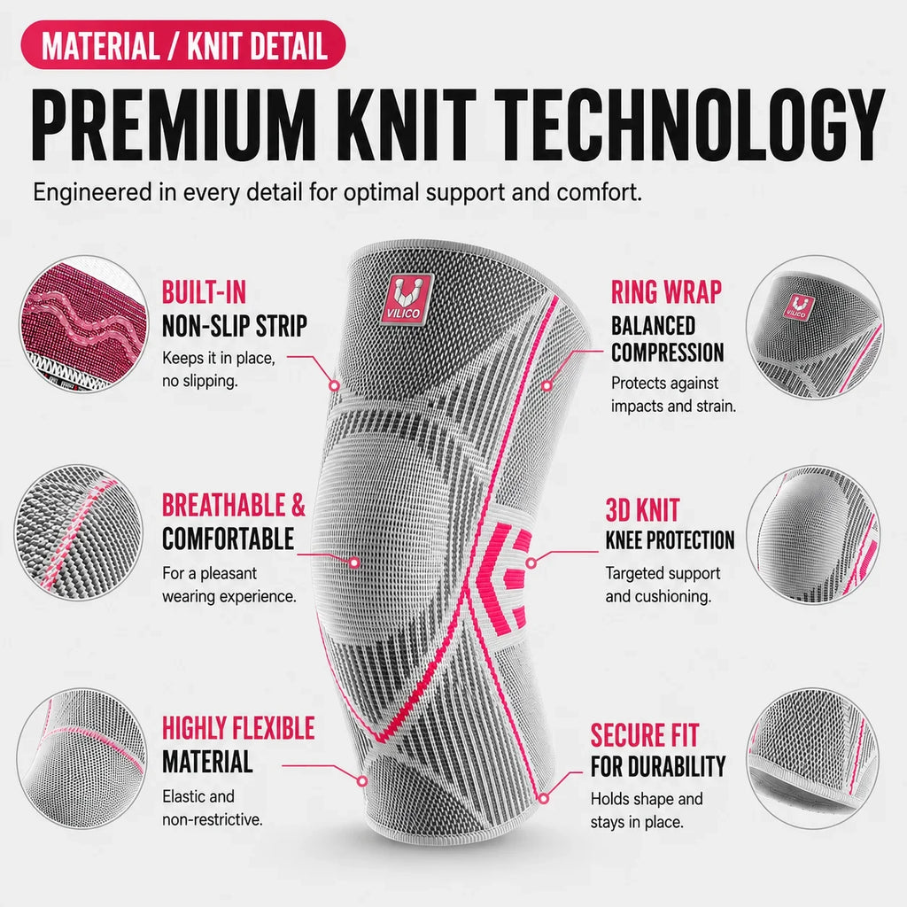 Knee Compression Sleeve with Non-Slip Support and Breathable Elastic Knit Design - Image 5