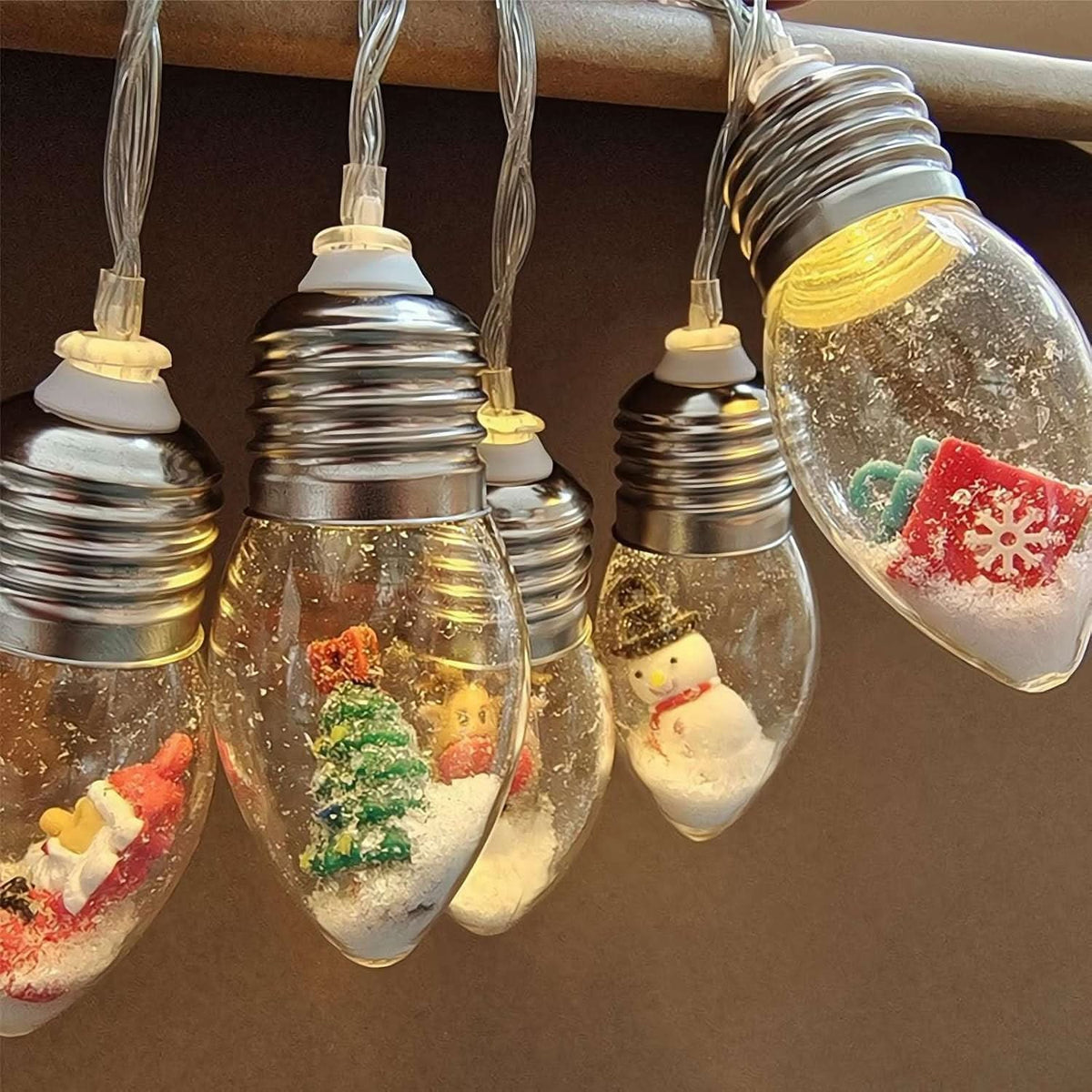 LED Christmas String Lights with Warm White Glow and Miniature Figurine Bulbs - Image 4