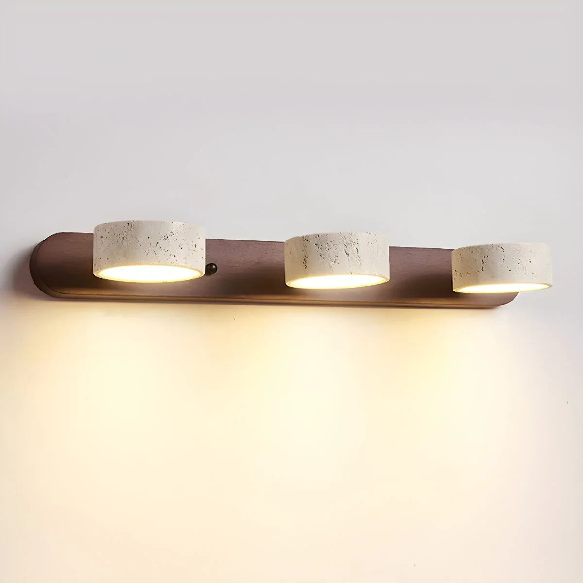 LED Wall Sconce with Travertine Stone and Wood Modern Adjustable Tilting Heads - Image 10