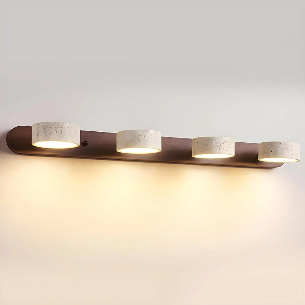 LED Wall Sconce with Travertine Stone and Wood Modern Adjustable Tilting Heads - Image 11