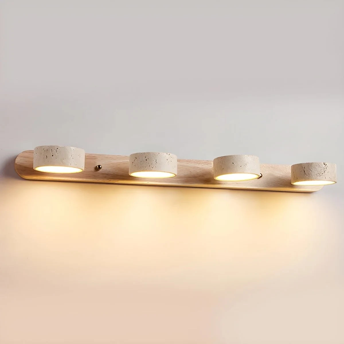 LED Wall Sconce with Travertine Stone and Wood Modern Adjustable Tilting Heads - Image 13