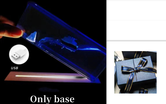 Liquid Wave Paperweight with Floating Ship and LED Light Base - Image 1