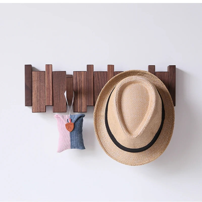 Appendiabiti da parete in stile pianoforte – Appendino decorativo con ganci in legno massello | Portaoggetti funzionale e decorazione artistica per la casa