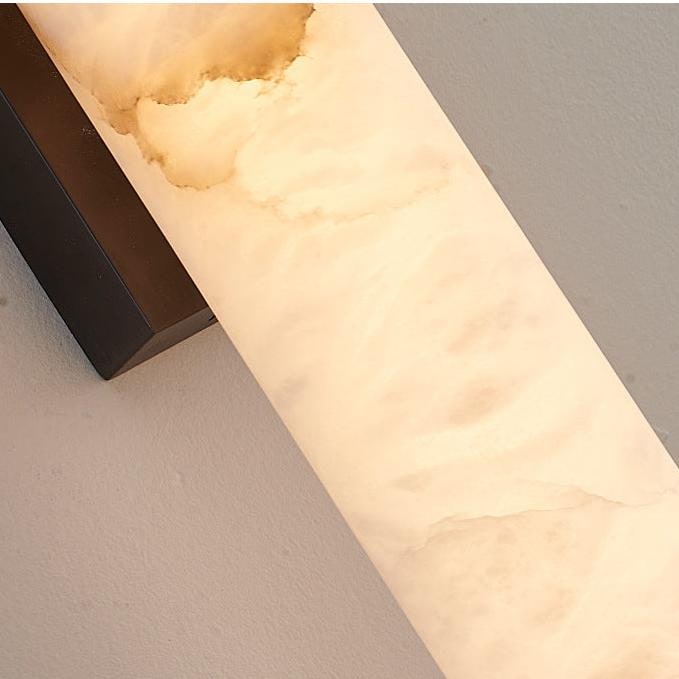 Marble Shade Wall Sconce Warm White Vertical LED Minimalist Cylindrical Gold - Image 11